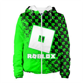 Женская куртка 3D с принтом Roblox. в городе Новоалтайск, ткань верха — 100% полиэстер, подклад — флис | прямой крой, подол и капюшон оформлены резинкой с фиксаторами, два кармана без застежек по бокам, один большой потайной карман на груди. Карман на груди застегивается на липучку | game | roblox | блок | игра | игрушка | лего | майнкрафт | персонажи | персонажи из кубиков | роблокс | робот