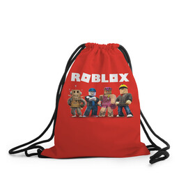 Рюкзак-мешок 3D с принтом ROBLOX в городе Новоалтайск, 100% полиэстер | плотность ткани — 200 г/м2, размер — 35 х 45 см; лямки — толстые шнурки, застежка на шнуровке, без карманов и подкладки | roblox | игра | компьютерная игра | логотип | онлайн | онлайн игра | роблакс | роблокс