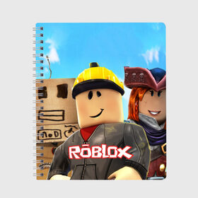 Тетрадь с принтом ROBLOX в городе Новоалтайск, 100% бумага | 48 листов, плотность листов — 60 г/м2, плотность картонной обложки — 250 г/м2. Листы скреплены сбоку удобной пружинной спиралью. Уголки страниц и обложки скругленные. Цвет линий — светло-серый
 | roblox | игра | компьютерная игра | логотип | онлайн | онлайн игра | роблакс | роблокс