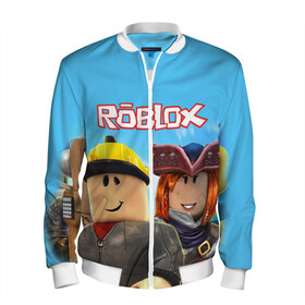 Мужской бомбер 3D с принтом ROBLOX в городе Новоалтайск, 100% полиэстер | застегивается на молнию, по бокам два кармана без застежек, по низу бомбера и на воротнике - эластичная резинка | Тематика изображения на принте: roblox | игра | компьютерная игра | логотип | онлайн | онлайн игра | роблакс | роблокс