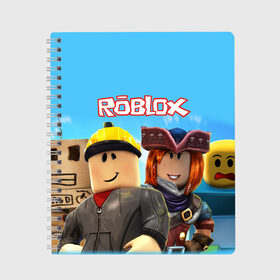 Тетрадь с принтом ROBLOX в городе Новоалтайск, 100% бумага | 48 листов, плотность листов — 60 г/м2, плотность картонной обложки — 250 г/м2. Листы скреплены сбоку удобной пружинной спиралью. Уголки страниц и обложки скругленные. Цвет линий — светло-серый
 | roblox | игра | компьютерная игра | логотип | онлайн | онлайн игра | роблакс | роблокс