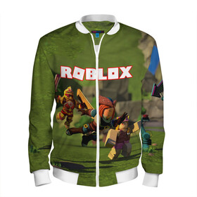 Мужской бомбер 3D с принтом ROBLOX в городе Новоалтайск, 100% полиэстер | застегивается на молнию, по бокам два кармана без застежек, по низу бомбера и на воротнике - эластичная резинка | roblox | игра | компьютерная игра | логотип | онлайн | онлайн игра | роблакс | роблокс