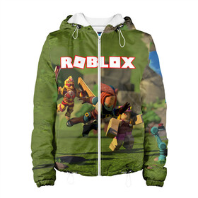 Женская куртка 3D с принтом ROBLOX в городе Новоалтайск, ткань верха — 100% полиэстер, подклад — флис | прямой крой, подол и капюшон оформлены резинкой с фиксаторами, два кармана без застежек по бокам, один большой потайной карман на груди. Карман на груди застегивается на липучку | roblox | игра | компьютерная игра | логотип | онлайн | онлайн игра | роблакс | роблокс