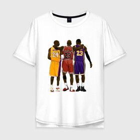 Мужская футболка хлопок Oversize с принтом Kobe, Michael, LeBron в городе Новоалтайск, 100% хлопок | свободный крой, круглый ворот, “спинка” длиннее передней части | basketball | black | bryant | bulls | chicago | game | james | jordan | kobe | lakers | lebron | los angeles | michael | nba | rip | sla | баскетбол | баскетболист | брайант | буллс | джеймс | джордан | игрок | коби | леброн | лейкерс | лос андж
