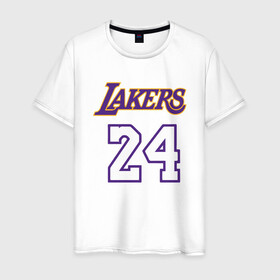 Мужская футболка хлопок с принтом Lakers 24 в городе Новоалтайск, 100% хлопок | прямой крой, круглый вырез горловины, длина до линии бедер, слегка спущенное плечо. | basketball | black | bryant | game | james | kobe | kobebryant | lakers | lebron | los angeles | mamba | nba | rip | slam dunk | баскетбол | баскетболист | брайант | браянт | джеймс | игрок | коби | леброн | лейкерс | лос анджеле