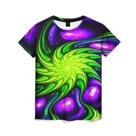 Женская футболка 3D с принтом NEON&ACID в городе Новоалтайск, 100% полиэфир ( синтетическое хлопкоподобное полотно) | прямой крой, круглый вырез горловины, длина до линии бедер | abstract | abstraction | color | fractal | geometry | paitnt | polygon | polygonal | psy | абстракция | геометрия | краски | неоновые | полигоны | психоделика | фрактал