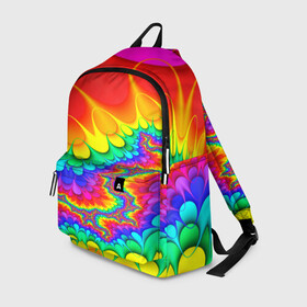 Рюкзак 3D с принтом TIE-DYE в городе Новоалтайск, 100% полиэстер | лямки с регулируемой длиной, сверху петелька, чтобы рюкзак можно было повесить на вешалку. Основное отделение закрывается на молнию, как и внешний карман. Внутри два дополнительных кармана, один из которых закрывается на молнию. По бокам два дополнительных кармашка | abstract | abstraction | color | fractal | geometry | paitnt | polygon | polygonal | psy | абстракция | геометрия | краски | неоновые | полигоны | психоделика | фрактал