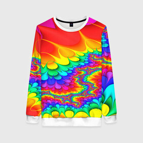 Женский свитшот 3D с принтом TIE-DYE в городе Новоалтайск, 100% полиэстер с мягким внутренним слоем | круглый вырез горловины, мягкая резинка на манжетах и поясе, свободная посадка по фигуре | abstract | abstraction | color | fractal | geometry | paitnt | polygon | polygonal | psy | абстракция | геометрия | краски | неоновые | полигоны | психоделика | фрактал