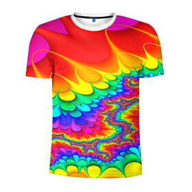 Мужская футболка 3D спортивная с принтом TIE-DYE в городе Новоалтайск, 100% полиэстер с улучшенными характеристиками | приталенный силуэт, круглая горловина, широкие плечи, сужается к линии бедра | abstract | abstraction | color | fractal | geometry | paitnt | polygon | polygonal | psy | абстракция | геометрия | краски | неоновые | полигоны | психоделика | фрактал