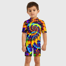 Детский купальный костюм 3D с принтом TIE DYE COLOR в городе Новоалтайск, Полиэстер 85%, Спандекс 15% | застежка на молнии на спине | abstract | abstraction | color | fractal | geometry | paitnt | polygon | polygonal | psy | абстракция | геометрия | краски | неоновые | полигоны | психоделика | фрактал