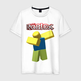 Мужская футболка хлопок с принтом Roblox Dab в городе Новоалтайск, 100% хлопок | прямой крой, круглый вырез горловины, длина до линии бедер, слегка спущенное плечо. | game | game roblox | logo roblox | online game | oof roblox dabbing | roblox | roblox dab | roblox noob | игра | игра роблокс | лого роблокс | онлайн игра | онлайн игра роблокс | роблокс | роблокс даб