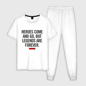 Мужская пижама хлопок с принтом Kobe - Legends Are Forever в городе Новоалтайск, 100% хлопок | брюки и футболка прямого кроя, без карманов, на брюках мягкая резинка на поясе и по низу штанин
 | basketball | black | bryant | game | james | kobe | kobebryant | lakers | lebron | los angeles | mamba | nba | rip | slam dunk | баскетбол | баскетболист | брайант | браянт | джеймс | игрок | коби | леброн | лейкерс | лос анджеле