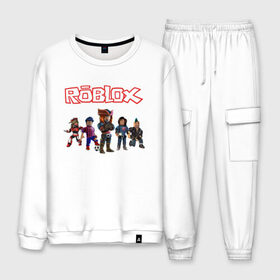 Мужской костюм хлопок с принтом ROBLOX в городе Новоалтайск, 100% хлопок | на свитшоте круглая горловина, мягкая резинка по низу. Брюки заужены к низу, на них два вида карманов: два “обычных” по бокам и два объемных, с клапанами, расположенные ниже линии бедра. Брюки с мягкой трикотажной резинкой на поясе и по низу штанин. В поясе для дополнительного комфорта — широкие завязки | game | gamer | logo | minecraft | roblox | simulator | supreme | игра | конструктор | лого | майнкрафт | персонажи | симулятор | строительство | супреме | суприм | суприме | фигура