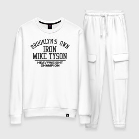 Женский костюм хлопок с принтом Iron Mike Tyson в городе Новоалтайск, 100% хлопок | на свитшоте круглая горловина, мягкая резинка по низу. Брюки заужены к низу, на них два вида карманов: два 