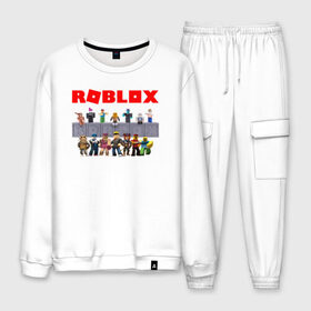 Мужской костюм хлопок с принтом ROBLOX в городе Новоалтайск, 100% хлопок | на свитшоте круглая горловина, мягкая резинка по низу. Брюки заужены к низу, на них два вида карманов: два “обычных” по бокам и два объемных, с клапанами, расположенные ниже линии бедра. Брюки с мягкой трикотажной резинкой на поясе и по низу штанин. В поясе для дополнительного комфорта — широкие завязки | game | gamer | logo | minecraft | roblox | simulator | supreme | игра | конструктор | лого | майнкрафт | персонажи | симулятор | строительство | супреме | суприм | суприме | фигура