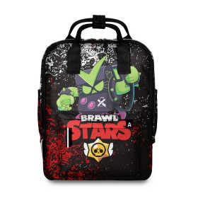 Женский рюкзак 3D с принтом BRAWL STARS VIRUS 8-BIT в городе Новоалтайск, 100% полиэстер | лямки с регулируемой длиной, сверху ручки, чтобы рюкзак нести как сумку. Основное отделение закрывается на молнию, как и внешний карман. Внутри два дополнительных кармана, один из которых закрывается на молнию. По бокам два дополнительных кармашка, куда поместится маленькая бутылочка
 | 8 bit | 8 бит | bibi | brawl stars | crow | el brown | leon | leon shark | max | mr.p | sally leon | shark | stars | virus | werewolf | акула | биби | вирус | ворон | леон | оборотень | пингвин