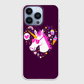 Чехол для iPhone 13 Pro с принтом Единорог в городе Новоалтайск,  |  | animal | girl | stars | волшебство | голова | детская | детям | единорог | животное | животные | лошадка | лошадь | любовь | миф | очки | прикольная | радуга | ребенку | рога | сердечко | сердце | сказочный