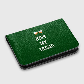 Картхолдер с принтом с принтом Kiss my Irish в городе Новоалтайск, натуральная матовая кожа | размер 7,3 х 10 см; кардхолдер имеет 4 кармана для карт; | британия | день святого патрика | золото | ирландия