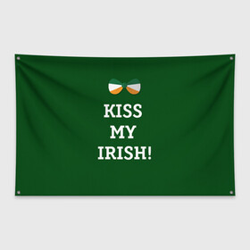 Флаг-баннер с принтом Kiss my Irish в городе Новоалтайск, 100% полиэстер | размер 67 х 109 см, плотность ткани — 95 г/м2; по краям флага есть четыре люверса для крепления | британия | день святого патрика | золото | ирландия