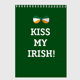Скетчбук с принтом Kiss my Irish в городе Новоалтайск, 100% бумага
 | 48 листов, плотность листов — 100 г/м2, плотность картонной обложки — 250 г/м2. Листы скреплены сверху удобной пружинной спиралью | британия | день святого патрика | золото | ирландия
