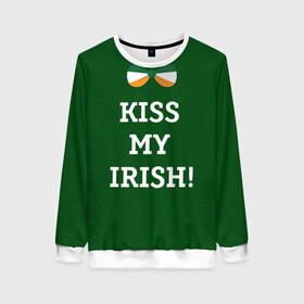 Женский свитшот 3D с принтом Kiss my Irish в городе Новоалтайск, 100% полиэстер с мягким внутренним слоем | круглый вырез горловины, мягкая резинка на манжетах и поясе, свободная посадка по фигуре | британия | день святого патрика | золото | ирландия