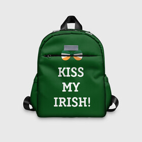Детский рюкзак 3D с принтом Kiss my Irish в городе Новоалтайск, 100% полиэстер | лямки с регулируемой длиной, сверху петелька, чтобы рюкзак можно было повесить на вешалку. Основное отделение закрывается на молнию, как и внешний карман. Внутри дополнительный карман. По бокам два дополнительных кармашка | британия | день святого патрика | золото | ирландия