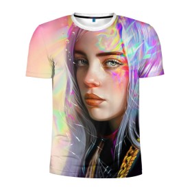 Мужская футболка 3D спортивная с принтом Billie Pinky Wave в городе Новоалтайск, 100% полиэстер с улучшенными характеристиками | приталенный силуэт, круглая горловина, широкие плечи, сужается к линии бедра | bad | bad guy | billi | billie | billie eilish | eilish | good girl | music | swag | айлиш | беляш | били | били айлиш | билли | билли айлиш | билли эйлиш | биляш | музка | певица | эйлиш