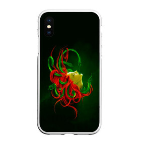 Чехол для iPhone XS Max матовый с принтом Медуза Горгона в городе Новоалтайск, Силикон | Область печати: задняя сторона чехла, без боковых панелей | art | green | monster | арт | боги | волосы | герой | горгона | девушка | злодей | змея | медуза | миф | мифическая | мифология | монстр | персонаж | прикольная | сказка | фантастика | фэнтези