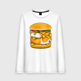 Мужской лонгслив хлопок с принтом Корги в городе Новоалтайск, 100% хлопок |  | art | burger | chees | corgi | dog | арт | бургер | еда | корги | миска | собака | сыр | чизбургер