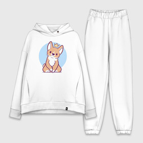 Женский костюм хлопок Oversize с принтом КОРГИ в городе Новоалтайск,  |  | animals | corgi | dogs | pets | puppies | queen | животные | корги | королева | песики | питомцы | собаки | щенки