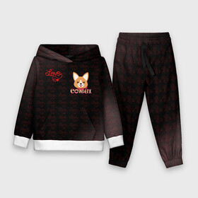 Детский костюм 3D (с толстовкой) с принтом Корги в городе Новоалтайск,  |  | 3d | corg | dog | день святого валеина | корги | кость | лапа | лого | логотип | надпись | собака | эмблема