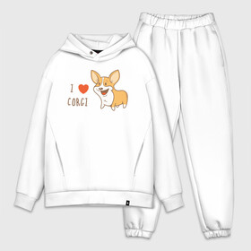 Мужской костюм хлопок OVERSIZE с принтом I LOVE CORGI в городе Новоалтайск,  |  | animals | corgi | dogs | pets | puppies | queen | животные | корги | королева | песики | питомцы | собаки | щенки