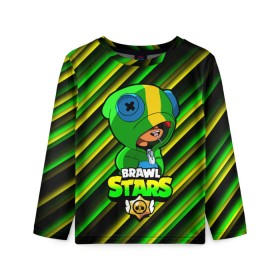 Детский лонгслив 3D с принтом Brawl Stars LEON в городе Новоалтайск, 100% полиэстер | длинные рукава, круглый вырез горловины, полуприлегающий силуэт
 | brawl | brawl stars | crow | leon | sally | shark | stars | акула | бравл | бравл старс | браво старс | игра | компьютерная | кров | леон | леон акула | онлайн | старс | шарк