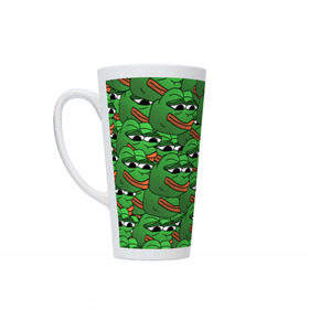 Кружка Латте с принтом Pepe The Frog в городе Новоалтайск, Белая керамика | Объем 480 мл; Высота 150 мм; Диаметр 90 мм | Тематика изображения на принте: frog | meme | memes | pepe | pepe the frog | грустная жабка | лягушка | лягушонок пепе | мем | мемы