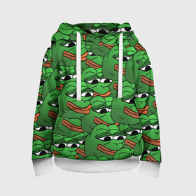 Детская толстовка 3D с принтом Pepe The Frog в городе Новоалтайск, 100% полиэстер | двухслойный капюшон со шнурком для регулировки, мягкие манжеты на рукавах и по низу толстовки, спереди карман-кенгуру с мягким внутренним слоем | frog | meme | memes | pepe | pepe the frog | грустная жабка | лягушка | лягушонок пепе | мем | мемы