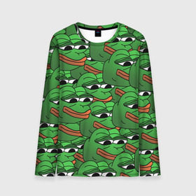 Мужской лонгслив 3D с принтом Pepe The Frog в городе Новоалтайск, 100% полиэстер | длинные рукава, круглый вырез горловины, полуприлегающий силуэт | frog | meme | memes | pepe | pepe the frog | грустная жабка | лягушка | лягушонок пепе | мем | мемы