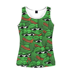 Женская майка 3D с принтом Pepe The Frog в городе Новоалтайск, 100% полиэстер | круглая горловина, прямой силуэт, длина до линии бедра | frog | meme | memes | pepe | pepe the frog | грустная жабка | лягушка | лягушонок пепе | мем | мемы