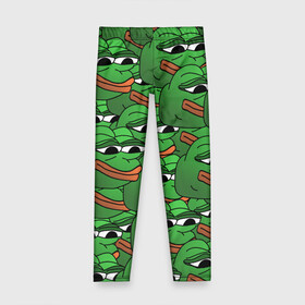 Детские леггинсы 3D с принтом Pepe The Frog в городе Новоалтайск, полиэстер 85%, спандекс 15% | эластичный пояс, зауженный крой | Тематика изображения на принте: frog | meme | memes | pepe | pepe the frog | грустная жабка | лягушка | лягушонок пепе | мем | мемы