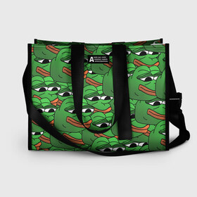 Сумка-шоппер 3D с принтом Pepe The Frog в городе Новоалтайск, 100% полиэстер | застегивается на металлическую кнопку; внутренний карман застегивается на молнию. Стенки укреплены специальным мягким материалом, чтобы защитить содержимое от несильных ударов
 | frog | meme | memes | pepe | pepe the frog | грустная жабка | лягушка | лягушонок пепе | мем | мемы