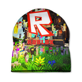 Шапка 3D с принтом ROBLOX в городе Новоалтайск, 100% полиэстер | универсальный размер, печать по всей поверхности изделия | game | gamer | logo | roblox | игры | логотип | роблокс