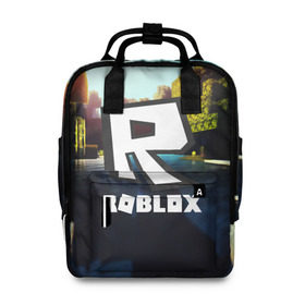 Женский рюкзак 3D с принтом ROBLOX в городе Новоалтайск, 100% полиэстер | лямки с регулируемой длиной, сверху ручки, чтобы рюкзак нести как сумку. Основное отделение закрывается на молнию, как и внешний карман. Внутри два дополнительных кармана, один из которых закрывается на молнию. По бокам два дополнительных кармашка, куда поместится маленькая бутылочка
 | game | gamer | logo | roblox | игры | логотип | роблокс