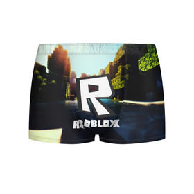 Мужские трусы 3D с принтом ROBLOX в городе Новоалтайск, 50% хлопок, 50% полиэстер | классическая посадка, на поясе мягкая тканевая резинка | game | gamer | logo | roblox | игры | логотип | роблокс