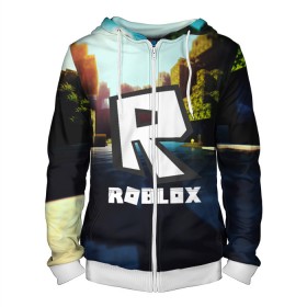 Мужская толстовка 3D на молнии с принтом ROBLOX в городе Новоалтайск, 100% полиэстер | длина до линии бедра, манжеты и пояс оформлены мягкой тканевой резинкой, двухслойный капюшон со шнурком для регулировки, спереди молния, по бокам два кармана | game | gamer | logo | roblox | игры | логотип | роблокс