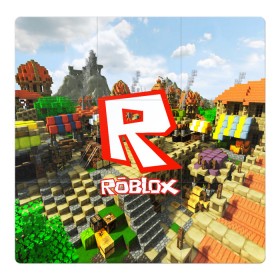 Магнитный плакат 3Х3 с принтом ROBLOX в городе Новоалтайск, Полимерный материал с магнитным слоем | 9 деталей размером 9*9 см | game | gamer | logo | roblox | игры | логотип | роблокс