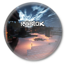 Значок с принтом ROBLOX в городе Новоалтайск,  металл | круглая форма, металлическая застежка в виде булавки | game | gamer | logo | roblox | игры | логотип | роблокс