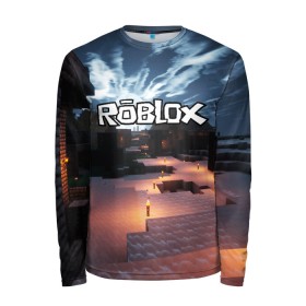 Мужской лонгслив 3D с принтом ROBLOX в городе Новоалтайск, 100% полиэстер | длинные рукава, круглый вырез горловины, полуприлегающий силуэт | game | gamer | logo | roblox | игры | логотип | роблокс