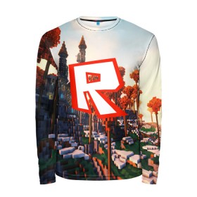 Мужской лонгслив 3D с принтом ROBLOX GAME в городе Новоалтайск, 100% полиэстер | длинные рукава, круглый вырез горловины, полуприлегающий силуэт | game | gamer | logo | roblox | игры | логотип | роблокс