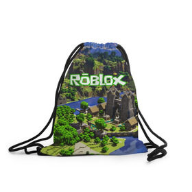 Рюкзак-мешок 3D с принтом ROBLOX в городе Новоалтайск, 100% полиэстер | плотность ткани — 200 г/м2, размер — 35 х 45 см; лямки — толстые шнурки, застежка на шнуровке, без карманов и подкладки | Тематика изображения на принте: game | gamer | logo | roblox | игры | логотип | роблокс