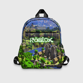Детский рюкзак 3D с принтом ROBLOX в городе Новоалтайск, 100% полиэстер | лямки с регулируемой длиной, сверху петелька, чтобы рюкзак можно было повесить на вешалку. Основное отделение закрывается на молнию, как и внешний карман. Внутри дополнительный карман. По бокам два дополнительных кармашка | game | gamer | logo | roblox | игры | логотип | роблокс