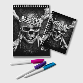 Блокнот с принтом Judas Priest в городе Новоалтайск, 100% бумага | 48 листов, плотность листов — 60 г/м2, плотность картонной обложки — 250 г/м2. Листы скреплены удобной пружинной спиралью. Цвет линий — светло-серый
 | Тематика изображения на принте: breaking the law | judas priest | live | painkiller | гленн типтон | грув | метал | роб хэлфорд | рок | тим оуэнс | хард | хеви